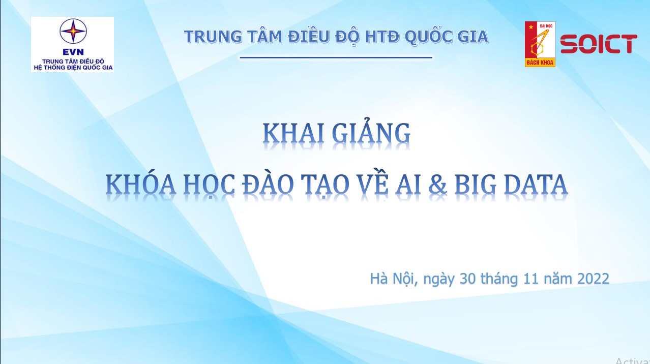 Đào tạo Ứng dụng Công nghệ học máy và Xử lí dữ liệu phục vụ công tác vận hành hệ thống điện và thị trường điện HM01